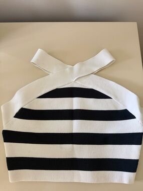 Babaton Navy and White Striped Knit Top